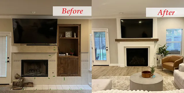 A stone fireplace remodel completed by Pacific Hearth & Home in Rancho Cordova, CA