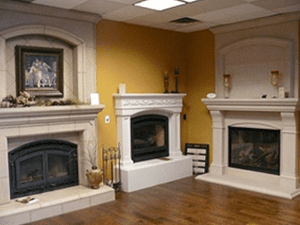 Several fireplaces in the showroom at Pacific Hearth & Home, Inc. in Rancho Cordova, CA